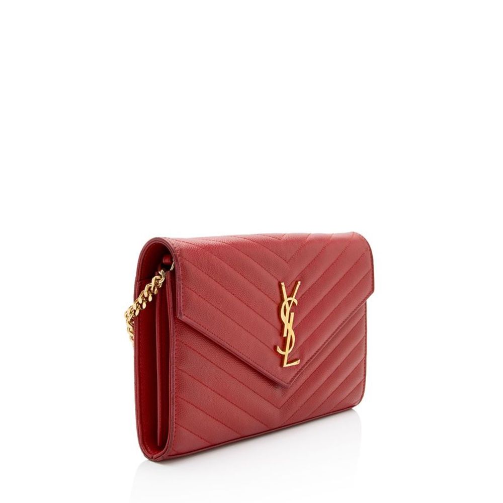 Saint Laurent Matelasse Grain de Poudre Monogram Chain Wallet - Picture 2 of 15